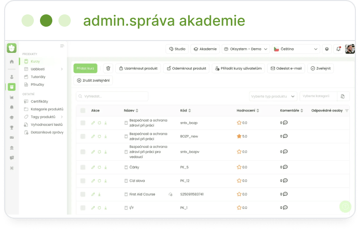 Ukázka administrace pro HR v&nbsp;OKbase Mentor