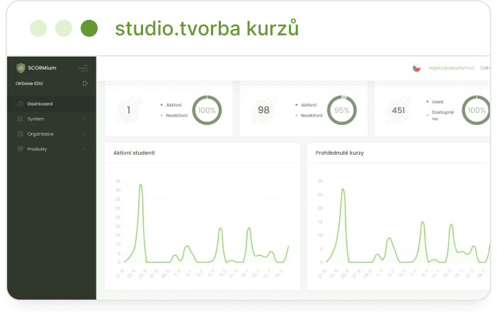 Ukázka studia pro tvorbu kurzů v&nbsp;OKbase Mentor